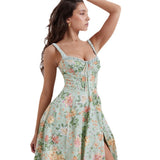 Fongt Women's Clothing 2026 Spring And Summer New Sexy Sling Splicing Print Tie Dress