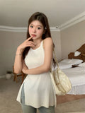 Sweet Babes Short-Term Vest Women Summer New Sexy Open Fork High-Waist Slings Wearing Sleeveless