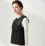 Autumn And Winter New Light Style Women's Down Jacket Vest Casual Without Collar Fashion Sleeveless Down Vest Coat-Outfit
