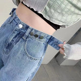 Fongt Jeans Women Fall 2024 Loose Wide-Leg Pants Straight And Long Size-Outfit