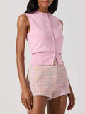 Fongt New Knitted Top Women's Sexy Sleeveless Outer Button Vest Vest