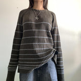 Striped Ribbed Pullover Knit Sweater-Outfit
