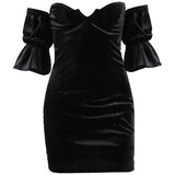 Waist Suede Flared Sleeve Wrap Chest Hepburn Dress-Outfit
