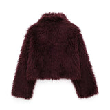 Fongt Women's ZA Autumn And Winter New Fashion With Fur Curly-Haired Fashion Short Coat