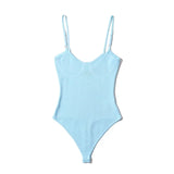 Women Sexy Candy Color Spaghetti Adjust Bodysuit Female Knitted Bodycon Overalls Summer Knit Bodysuits