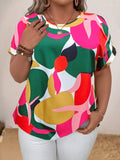 Fongt Women's Clothing Autumn 2024 New Round-Neck Short-Sleeved Printed Mushroom Buckle
