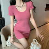 Fongt Women's Wear Summer 2024 New Short Dress Pink Waist Show Thin