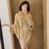 Collar Winter Shawls And Wraps Bohemian Fringe Oversized Womens Winter Ponchos And Capes Batwing Sleeve