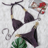 Fongt New Bikini, Gold Diamond Chain Split Swimsuit, Sexy Special Fabric Women's