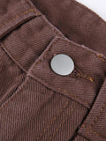 High Waist Plain Straight Leg Jeans-Outfit