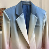 TWOTWINSTYLE Patchwork Hit Color Blazer For Women Notched Long Sleeve Casual Blazers Female 2022 Spring Fashion New