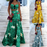 Fongt And Summer 2025 New Printed Bra Wrapping Two-Piece Sling Belt Half-Body