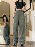 Fongt Retro Cleanfit Cargo Pants Men And Women Loose Straight Casual Pants Simple Wide-Leg Pants-Outfit