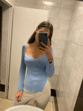 Fongt New Autumn And Winter Elastic Open Shoulder Base Knit-Outfit