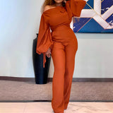 Off-shoulder Casual High Waist Wide Plus