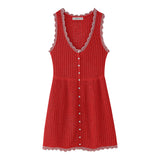Summer Jacquard Mesh Sleeveless Knitted Mini Dress 5802023-Outfit