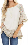 Fongt Spring And Summer Women's Bat Sleeves Colored Leopard Colored Leopard Prints In-Sleeve T-Shirt