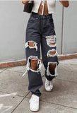 Ripped High Waist Boyfriend Jeans-Outfit