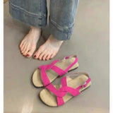 Fongt Flat-Soled Sandals Women 2024 New External Dress With Skirt Fairy Wind Leisure Beach Beach Roman