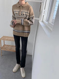 Half Zip Christmas Knit Pullover-Outfit