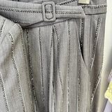 Fongt Early Spring New High-Grade Gray Heavyweight Hot Diamond Double Buckle Suit Trousers Set Two Sets