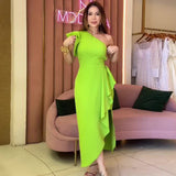 Fongt Fashion Solid Color Collar Lace Sleeves Sexy Long Dress In Autumn 2025