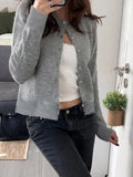 Vintage Button-Up Knit Cardigan-Outfit
