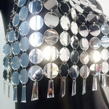 Sexy Shiny Sequin Beach Tank Tops Women Fashion Sequined Tassel Halter Backless Crop Top Festival Hollow Out