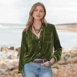 Fongt Golden Velvet Shirt Women's 2025 Long-Sleeved Velvet T-Shirt