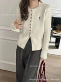 Neck Short Sweater Women 2024 Fall New Design Sense Minority Soft Waxy Lazy Sweater Sweater Girl-Outfit