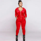 Winter Velvet Tracksuit Women Two Piece Set Zipper Hoodies Jacket To+ Pencil Pants Matching Sets Sportwear Jogging Femme-Outfit