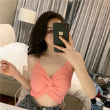 Cross-Enum Umbility Sling Sling Vest 2025 Summer New Net Red Bottom Short-Wrapped Blouse