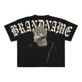 Harajuku Style T-Shirt Men's Hip-Hop Gothic Large Pattern Printed Punk Short-Sleeved Casual T-Shirt-Outfit