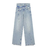 Spring Style Deconstructed Mid-Waist Fashion Wide-Leg Jeans 6688002-Outfit