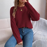 Shooting 2025 Casual Pure Color Hollow Lantern Long-Sleeved Jacket Sweater Women's