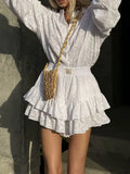 Fongt 2025 New Fashion Round-Neck Long-Sleeved Shirt + High-Waisted Lotus Side Shorts Temperament Casual Suit