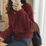 Style Cashmere Cardigan Women Loose Fall Winter Soft Knitted O-Neck Single Breasted Sweater