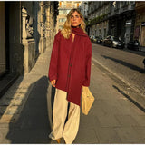 Fongt Women's Explosive Single-Row Buckle Scarf Hair Coat