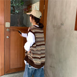 V Neck Chevron Sweater Vest-Outfit