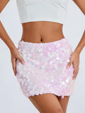 Sexy Women Sparkle Sequined Skirts Summer Party Clubwear Glitter Bodycon Short Mini Pencil Skirts Streetwear 2023 New-Outfit