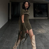 Autumn Hooded Ribbon Hip Skirt New Short Skirt-Outfit