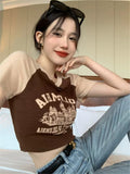 Vintage Logo Raglan Sleeve Crop Top-Outfit