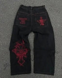 Y2K Big Boy Jeans Original Hip-Hop Embroidered Loose Jeans Street High-Outfit
