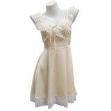 Fongt Girl Lace Sexy Sling Dress Girl Summer Pure Lust Style High-End Private Room Dew Back Silky Home Skirt