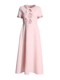 French Famous Style Dress 2025 Summer New Heavy Industry Nail Bead Bow High Waist High-Rise High-Sense Dress Dress