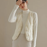 Down Vest Female Short Winter Light And Close-Fitting Warm V-Neck Vest Horse Jacket Inside The Vest-Outfit