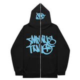 Fongt New High Street Hip-Hop National Tide Printing Zipper Clothing Fashion Fashion Couple Hooded