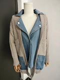 2024 New Autumn Denim Patchwork Loose Lazy Style Thickened Clothes Knitted Sweater Coat Cardigan Tops For Women TH5310-Outfit