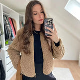 Fongt Women's Clothing 2025 New Women's Grip Velvet Zipper Jacket