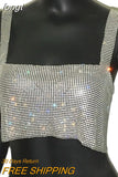 Shiny Diamante Tank Top Women Low Neckline Backless Bling Rhinestone Patchwork Crop Top Night Club Chic Lady Tank